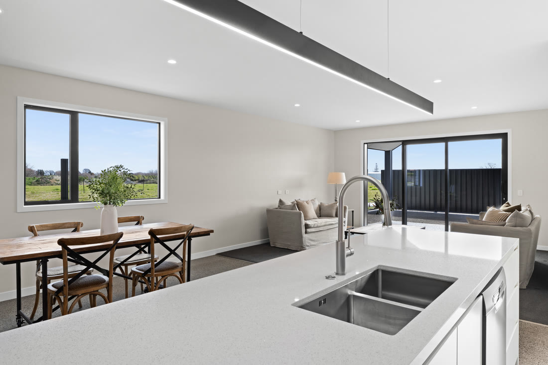 Dining area open to the kitchen with indoor-outdoor flow